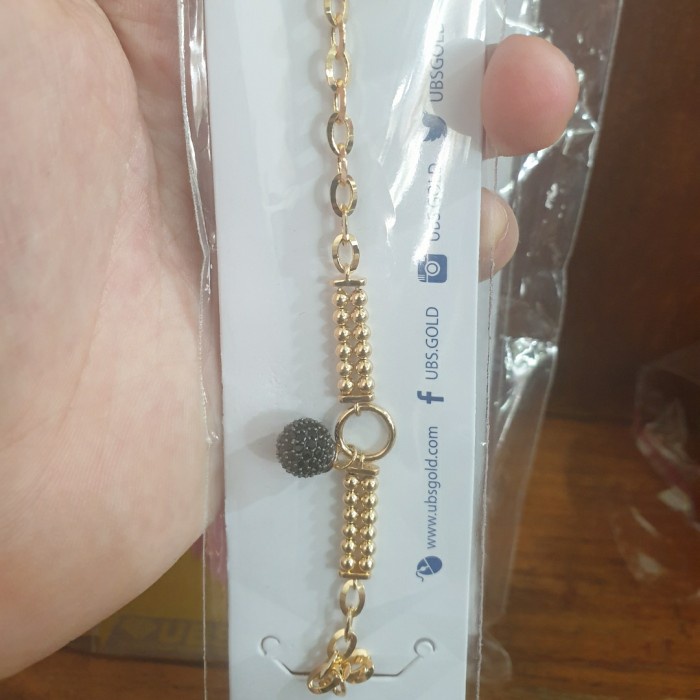 ✨Sale Gelang Rantai Ubs Emas Asli 700 70 16K Permata Hitam Bola 6 Gram Diskon