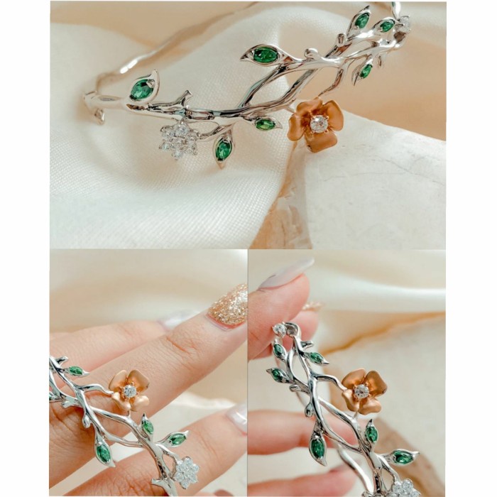 ✨Sale Gelang Tangan Kaku Emas Sandra Dewi Gold Flower Garden Series Diskon
