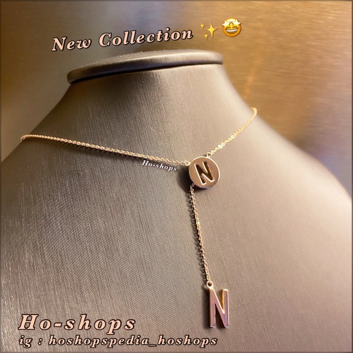 ✨Sale Kalung Huruf N Rosegold Kadar 750 Asli Emas Limited