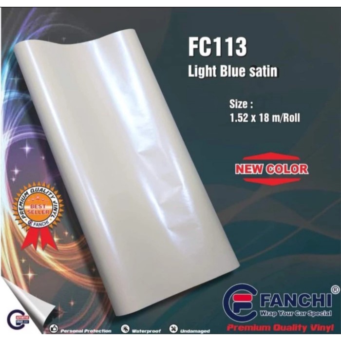 

✨Ready Rol Sticker Fanchi Fc113 Matte Pearl Light Blue Satin 152Cm X 18M Roll Terbatas