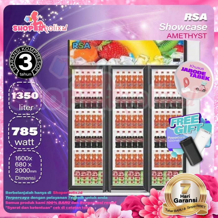 ✨Original Showcase Rsa 3 Pintu Amethyst Display Cooler 1350 Liter 10Rak No Frost Limited