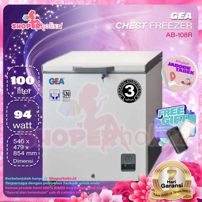 ✨Original Chest Freezer Gea Ab-108R Freezer Box Daging Kulkas Lemari Es Batu Berkualitas