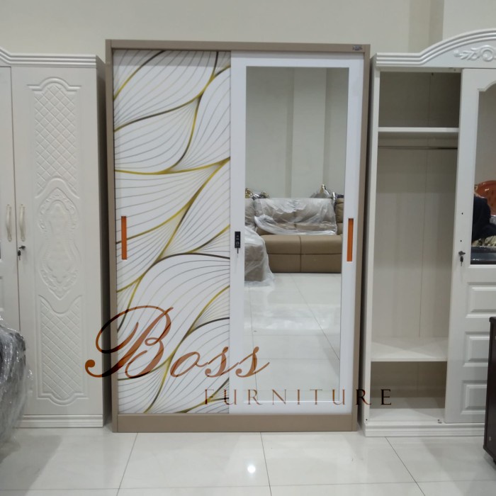 populer] Lemari Pakaian Besi Impor Stainless Steel Motif Sliding 1200