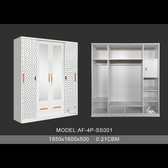 ] Lemari Pakaian Besi Sliding 4 Pintu