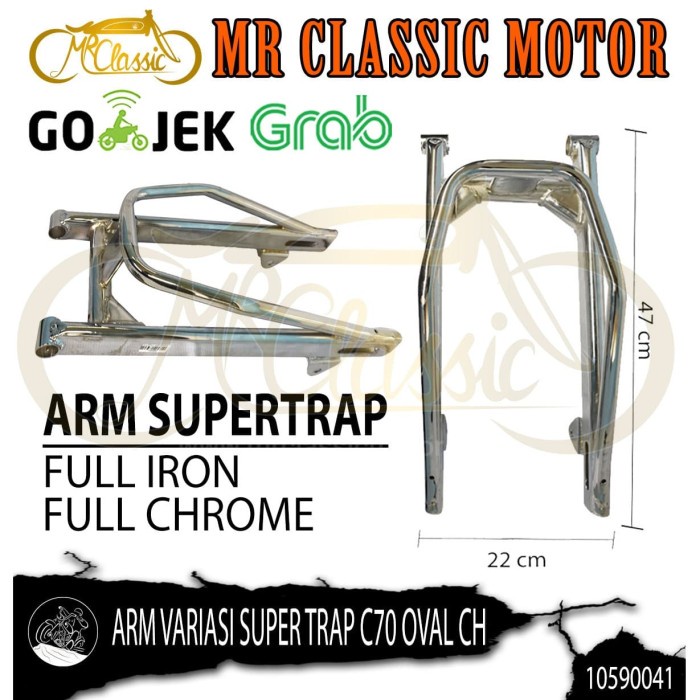 ✨COD Swing Arm Lengan Ayun Supertrap C70 Oval Chrome Limited