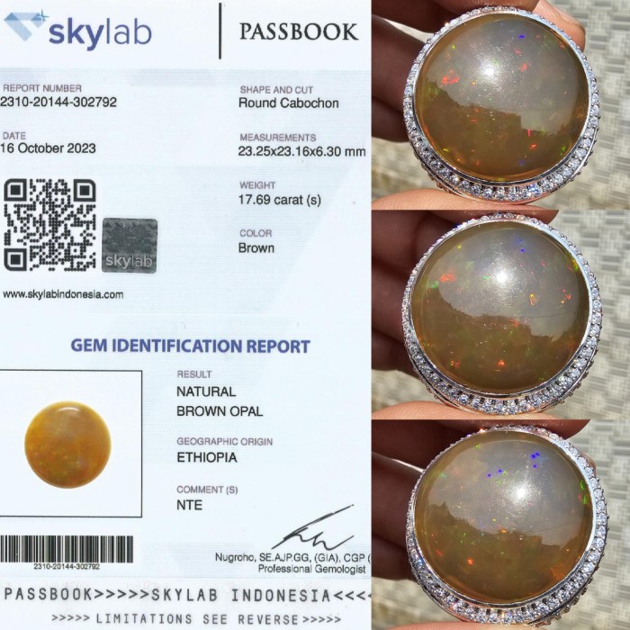 ✨Termurah Natural Hq Batu Full Jarong Brown Opal Kalimaya Teh Ethiopia 17.69 Cts Terbatas