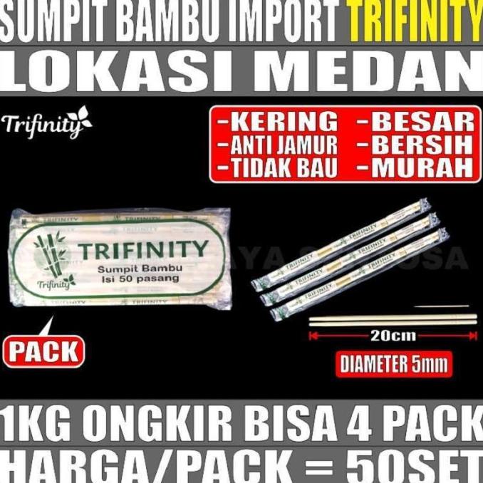 #####] Sumpit Bambu Panda Trifinity Higienis Bersih Halus Kering Pack Medan