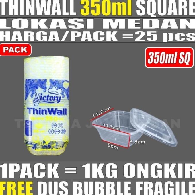 

*#*#*#] Thinwall SQ 350ml 500ml 750ml Pack Kotak Makan Square Plastik Medan