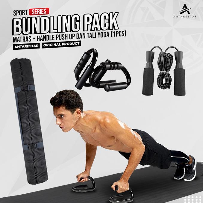 PAKET ALAT OLAHRAGA PRIA MATRAS DENGAN HANDLE PUSH UP DAN TALI SKIPING B77S