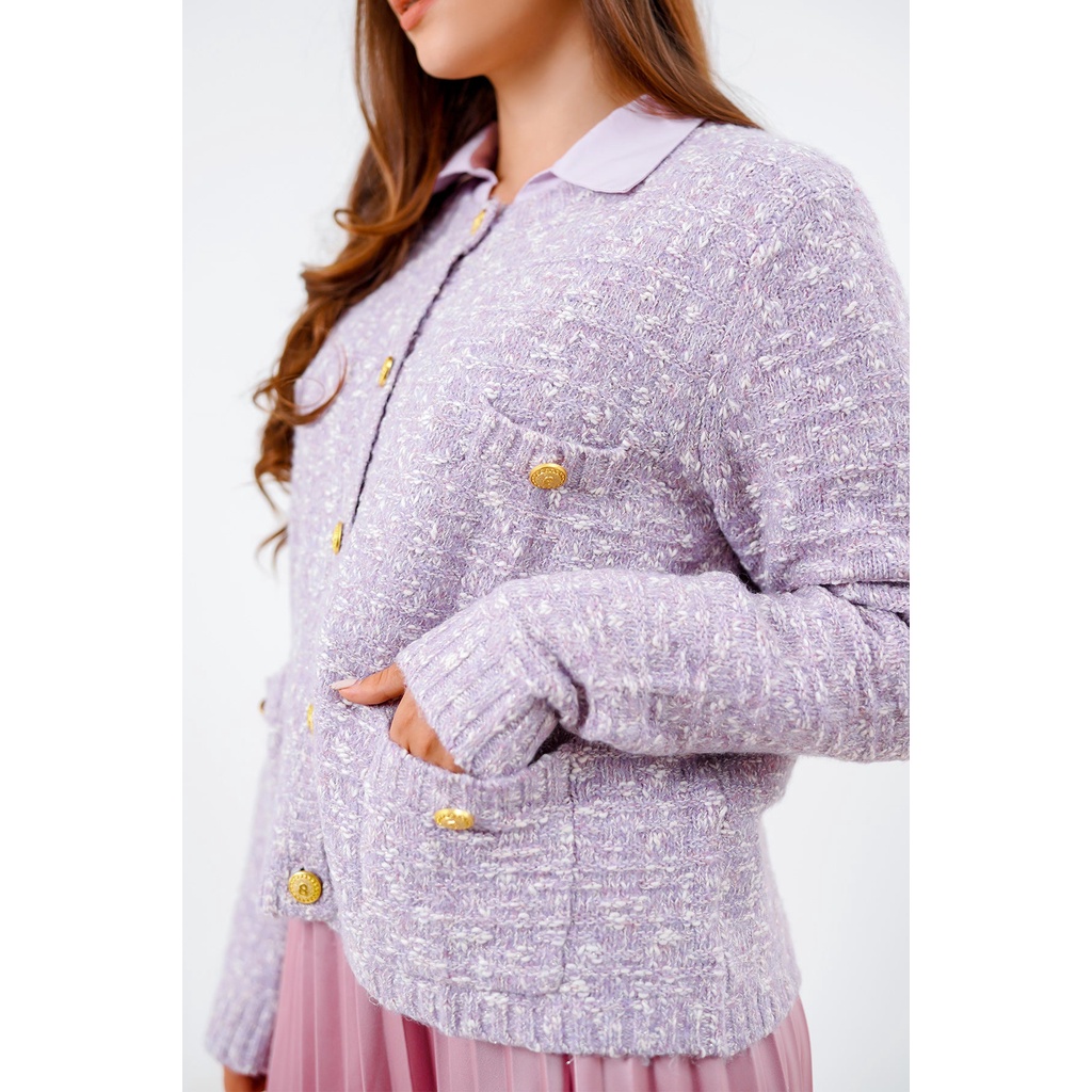 Benang Jarum - Lydia Tweed Cardigan - Purple