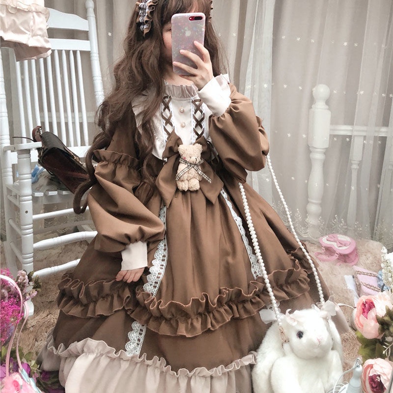 Ladies New Korean Style Loose Long Sleeve Lolita Skirt