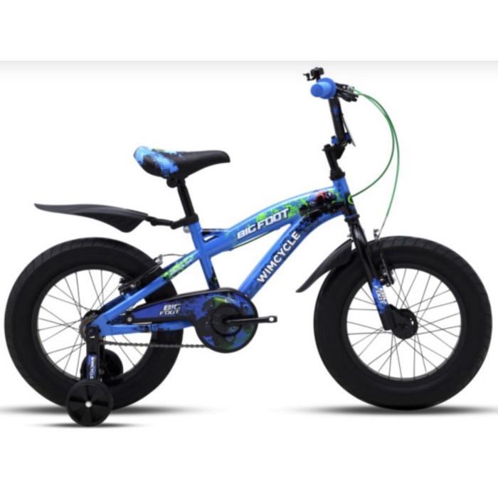 ✨Original Sepeda Bmx Anak Wimcycle Bigfoot 16 Inch Ban Jumbo 3.0 Warna Biru Diskon