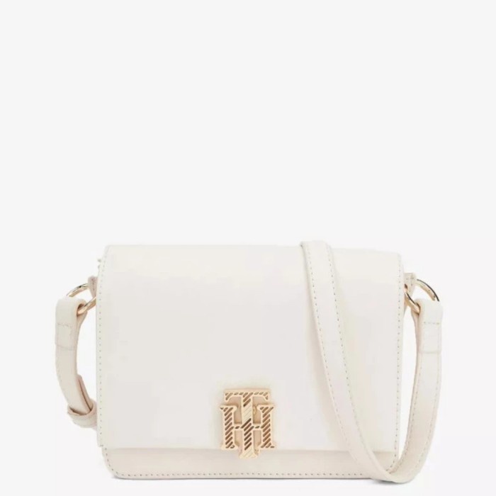 ✨New Tommy Hilfiger - Debossed Stripe Crossover Bag Original - Beige Berkualitas