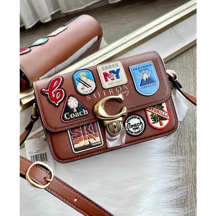✨New Coach Studio Shoulder Bag 19 With Patches / Saddle Terbaru