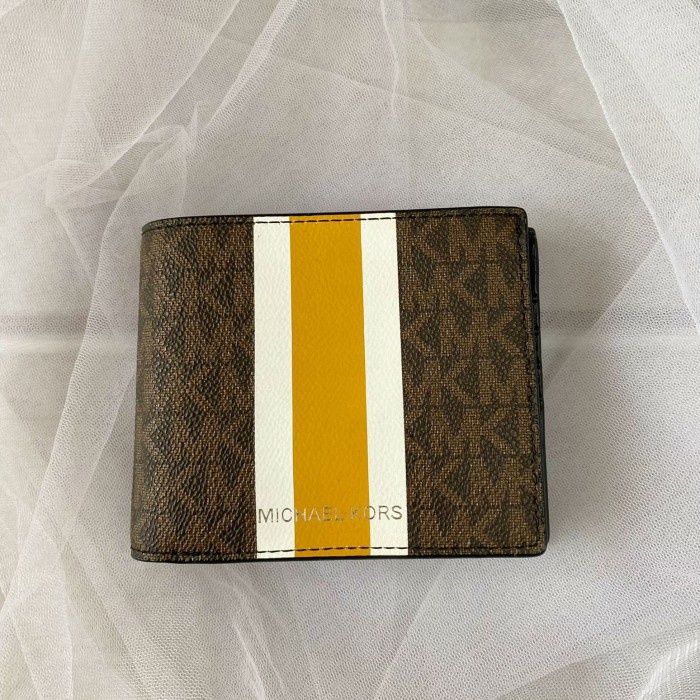 ✨New Dompet Michael Kors Pria Cooper Billfold Wallet W/ Passcase Brown Mult Limited