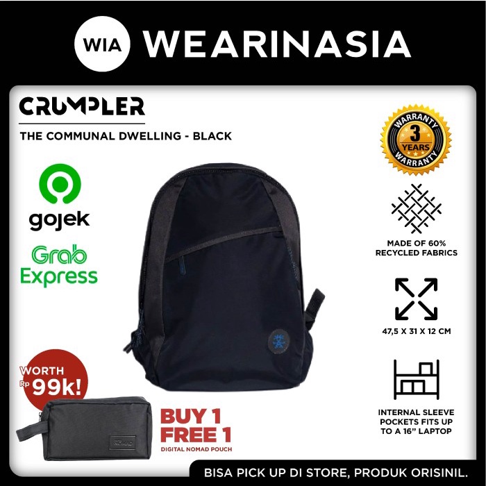 ✨New Crumpler Communal Dwelling Backpack – Black Tas Backpack Original Limited