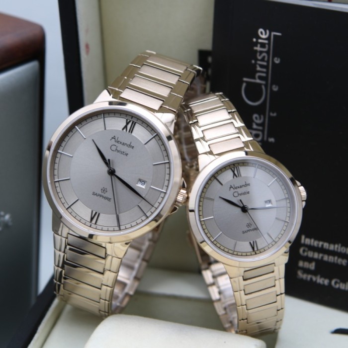✨Ready Jam Tangan Pasangan Alexandre Christie Ac 8537 Md Ld Soft Rosegold Terbaru