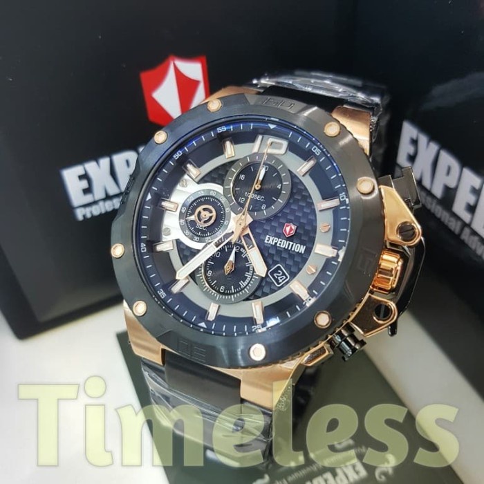 ✨Termurah Jam Tangan Pria Expedition E6751M Black Rosegold Steel Berkualitas