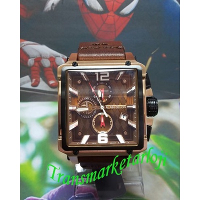 ✨Sale Jam Tangan Pria Alain Delon Ad417-1545C Rose Gold Brown Original Terbaru