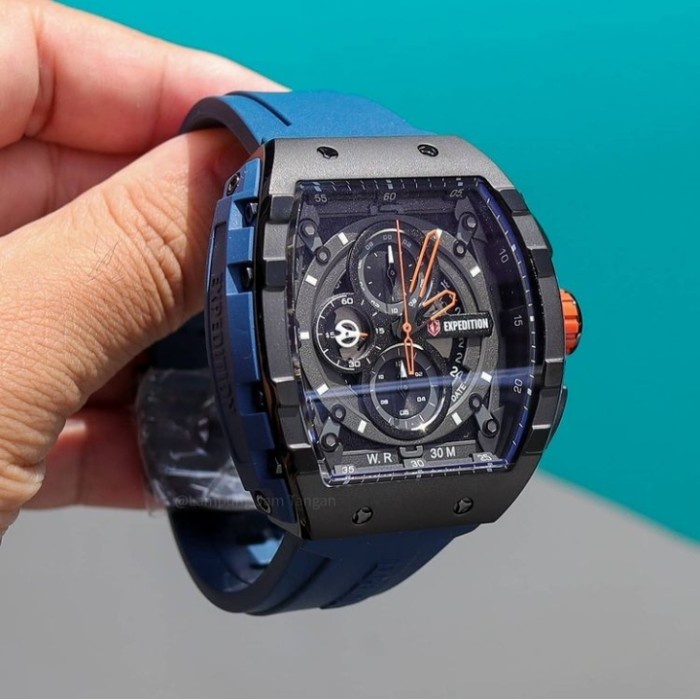 ✨Ready Jam Tangan Expedition Original Pria E6782 / E 6782 Black Blue Diskon