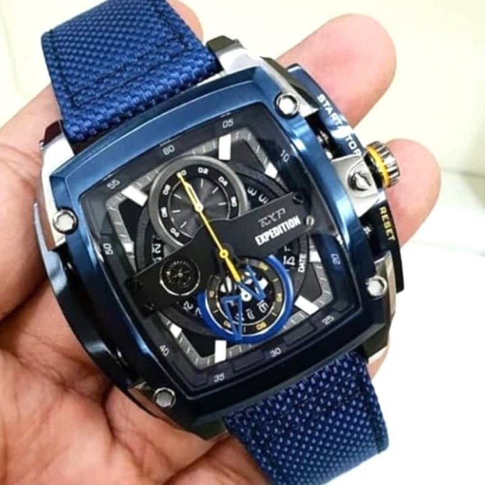 ✨Ready Promo Jam Tangan Original Pria Expedition Exp 3008 Blue Nylon Strap Diskon