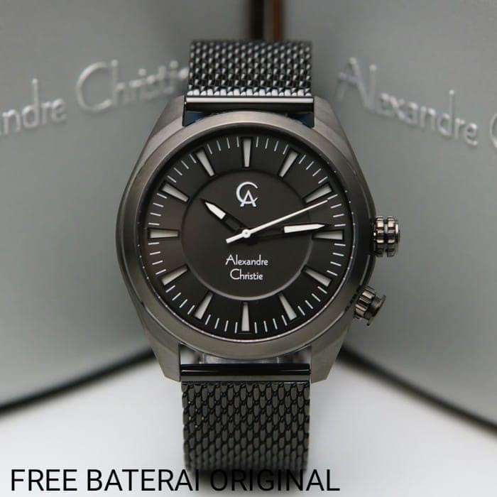 ✨Ready Jam Tangan Alexandre Christie Ac 8630 Ac8630 Pria Full Black Original Berkualitas