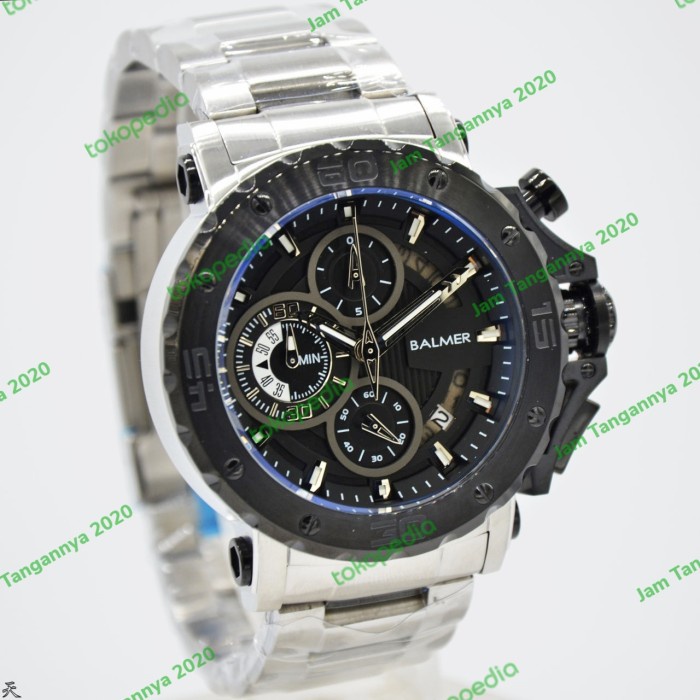 ✨Ready Jam Tangan Pria Original Balmer Sapphire Chronograph 7975 Silver Black Terbaru