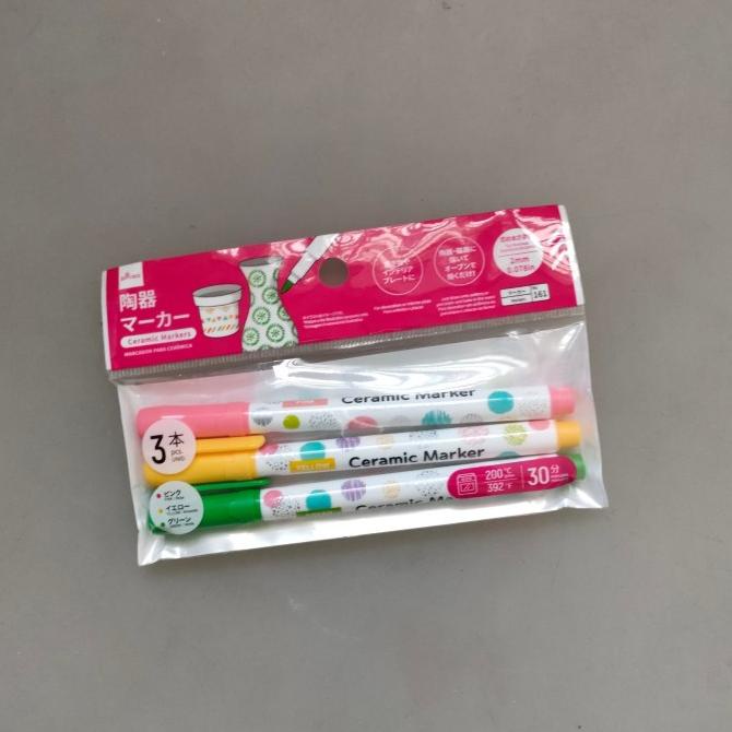

] daiso spidol keramik ceramic marker pink kuning hijau