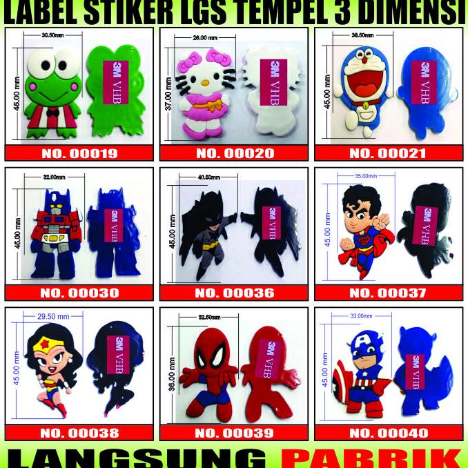 

~^~^~^] Terlaris! Stiker label sticker karet tempelan murah Karakter Medan