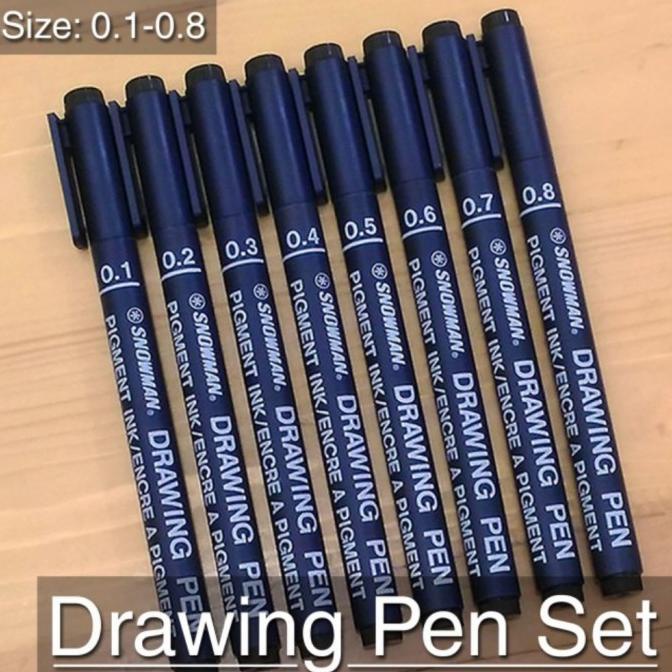 

Drawing pen snowman Set isi (8 Pcs) HITAM 0,1 sampai 0,8 GS