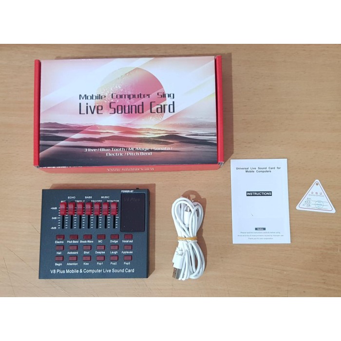 Soundcard V8 Plus Bluetooth Mic USB External Sound Card V8Plus Audio