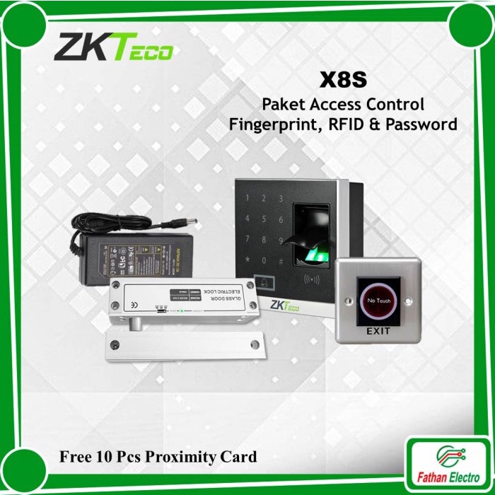 ✅Termurah Paket Access Control Fingerprint Zkteco X8S Pintu Kaca Frameless Terbaru
