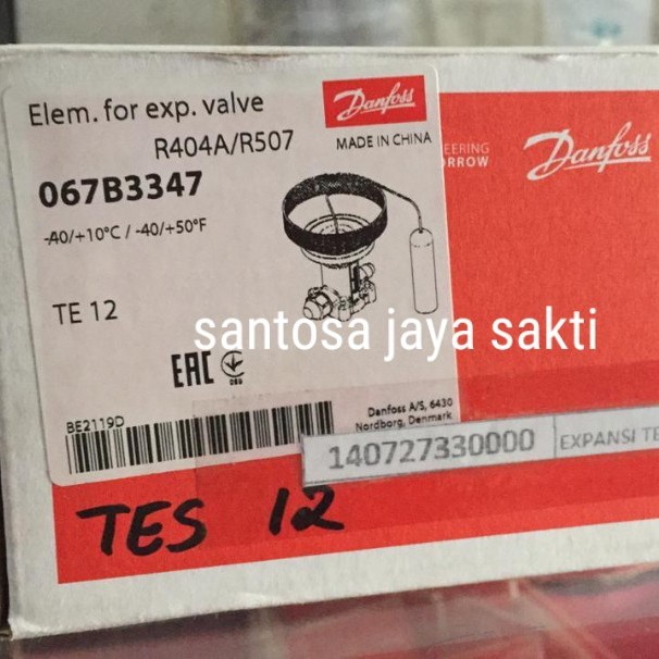 [Original] Expansi Valve Danfoss Tes 12 Te 12 Pn. 067B3347 R404A/R507 - Tes12 Terbaru