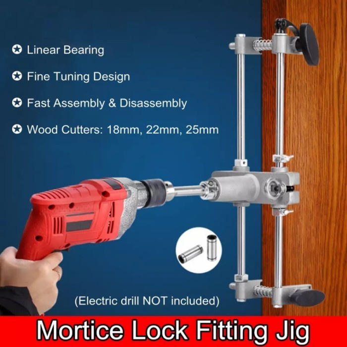 [Ori] Mortiser Door Lock Fitting Jig Kit Tool Lobang Pintu Kayuu Terbatas