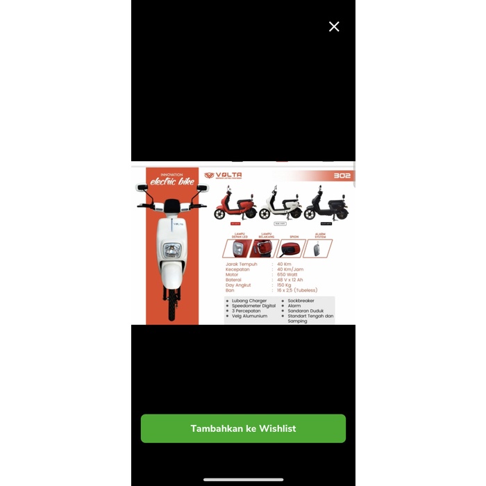 ✨Sale Harga Promo Sepeda Listrik/E-Bike Volta 302 Mirip Migo Berkualitas