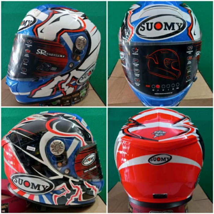 ✨Termurah Suomy Helm Sr Sport  White Blue  Suomy Helm Original Termurah Berkualitas
