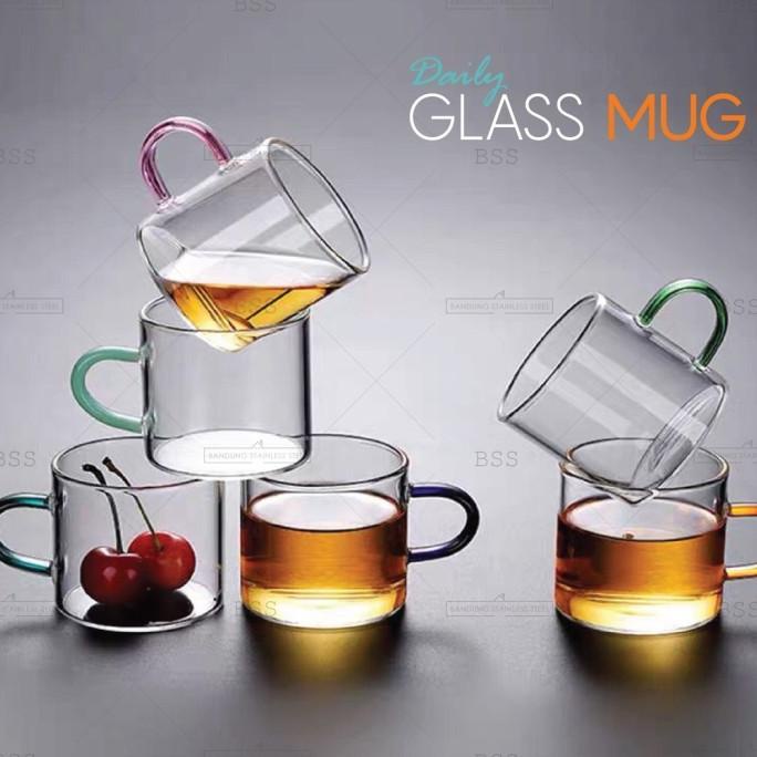 >>>>>] Borosilicate Mini Tea Cup 100ml Cangkir Gelas Teh Kecil Kaca Pegangan