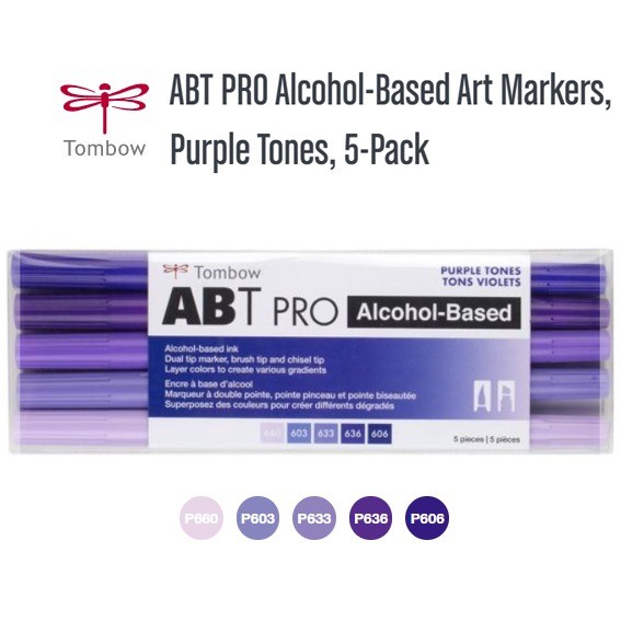 

Gaya Tombow Abt Pro Alcohol Based Art Markers Dual Brush Pen - Purple Tones
