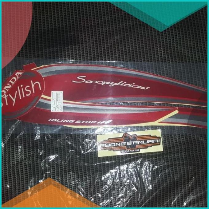 Striping Scoopy Stylish FI 2018 Merah Doff 16novz3 sparepart