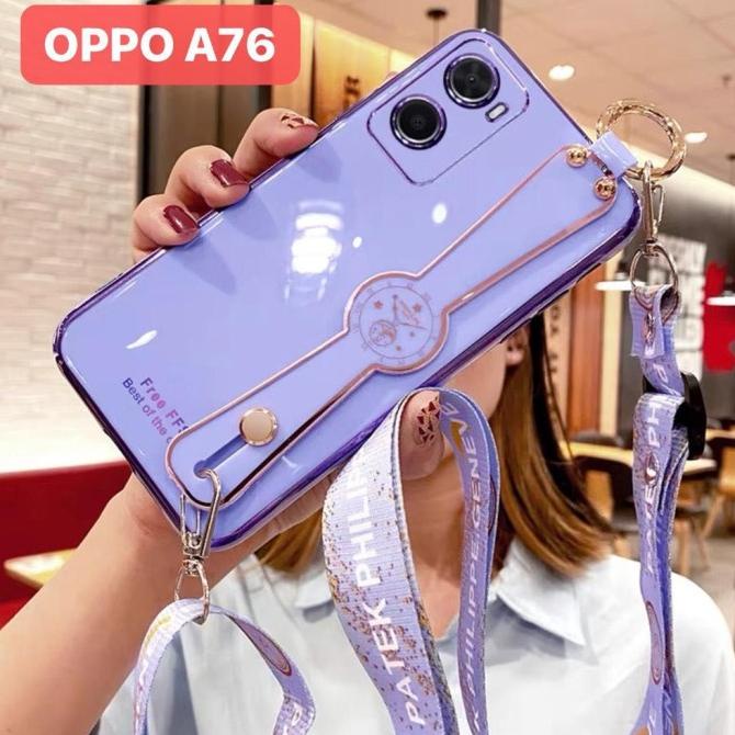 OPPO A76 / A96 TALI SLEMPANG SOFT CASE PLATING STRAP CASING SILIKON HP
