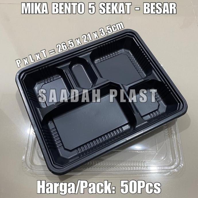 (ISI 50) Mika Bento 5 Sekat Besar / Tray Bento / Box Nasi Kotak Makan