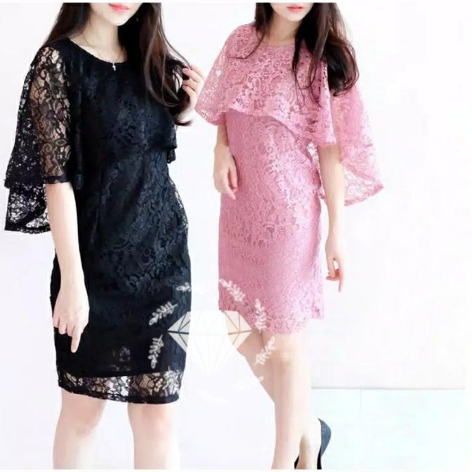 Dress pesta jumbo big size brukat elegan dres brokat|baju natal wanita
