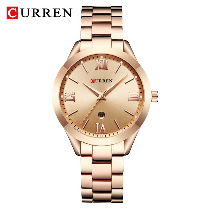 JAM TANGAN WANITA CURREN 9007 DATE STAINLESS STEEL ROSE ROSE GOLD
