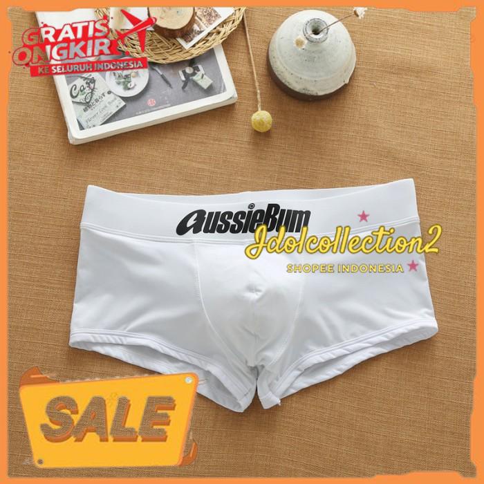 AUSSIEBUM MEN BOXER TRUNK PRIA CELANA DALAM BOXER PRIA WHITE M218W PRODUK BEST PRODUK !!