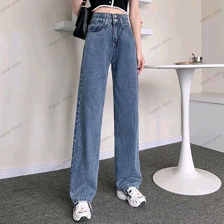 celana jeans wanita Highwaist Korea styles premium kulot kancing 2