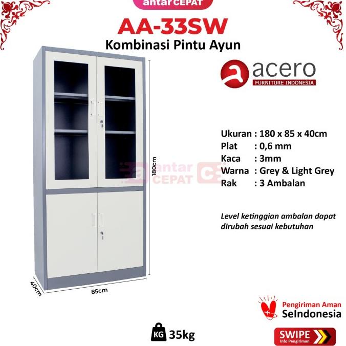

lemari arsip besi full plat pintu kombinasi Swing ACERO AA-33SW