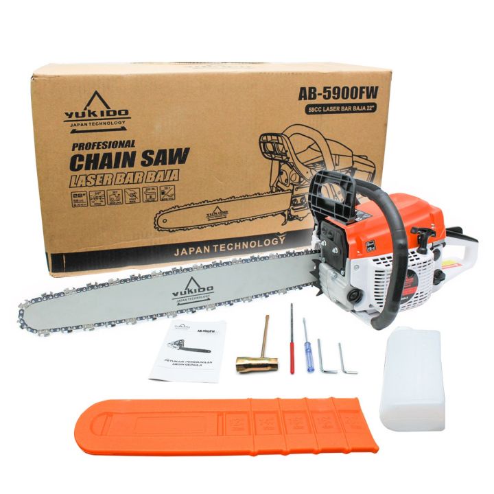 CUCI GUDANG  Gergaji Mesin Senso Bensin Chainsaw Mini Potong Kayu 2 Tak Bar 22 inch Yukido tools DAN paket komplit gerinda chainsaw mini mesin gerinda plus converter chain saw gergaji potong kayu