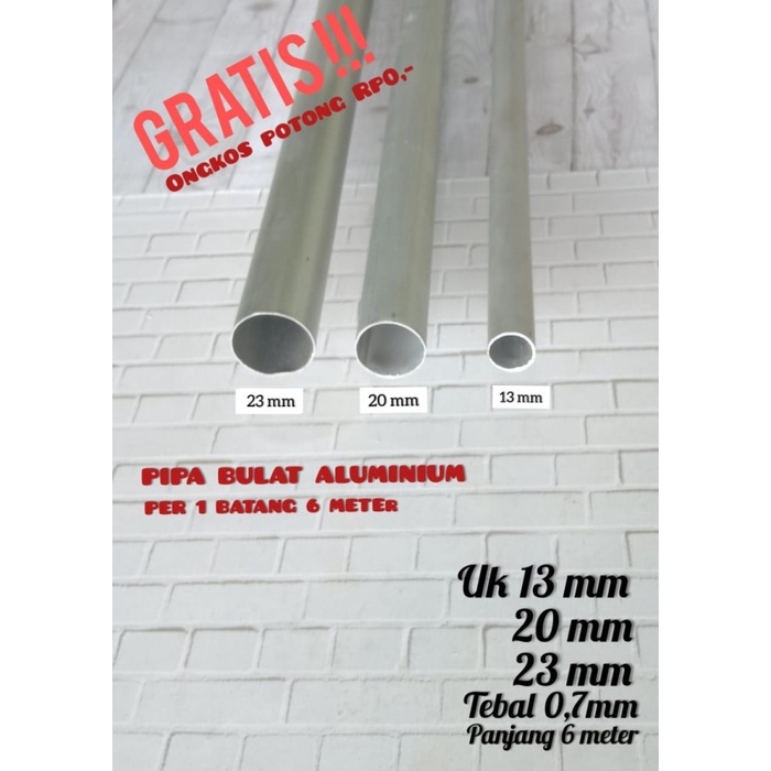 Promo Pipa Aluminium Bulat 13Mm , 20Mm , 23Mm / Gratis Ongkos Potong