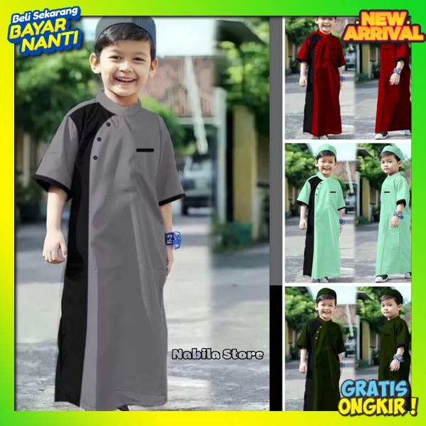 Jubbah Amak Laki-Laki Jubaa Casual Kids Berkualitas Juvah Anaj Premium Hubah Gamiss Amak Laki 2024 B
