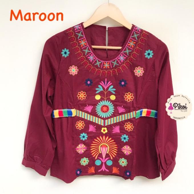 Baju Bordir Bunga / Bohemian Top / Boho Crop Top / Atasan Hitam Putih Terbaik